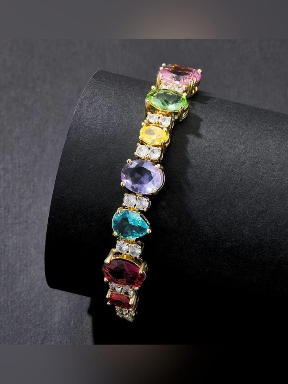 Multicolor Gemstone Tennis Bracelet in Gold
